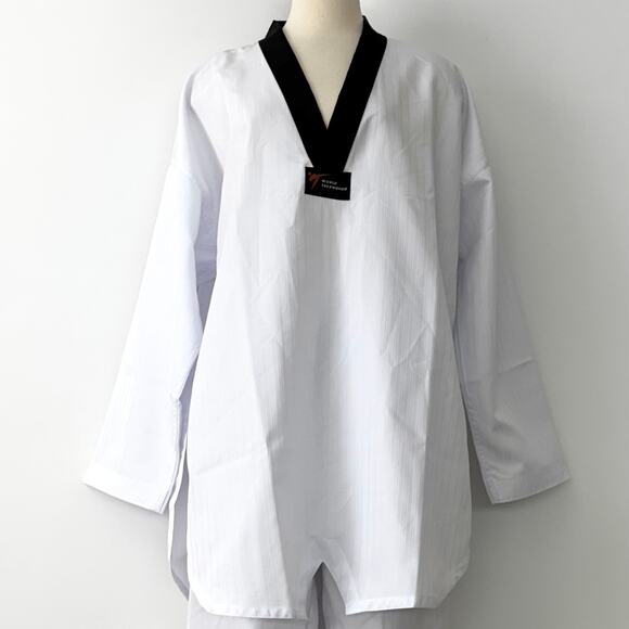 Adidas Taekwondo Uniform White with Black Trim V-Neck Size 200 NWT - Picture 3 of 13